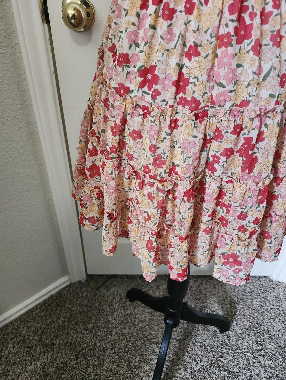 Y&I Floral Pink Tie-Front Sundress Smocked S